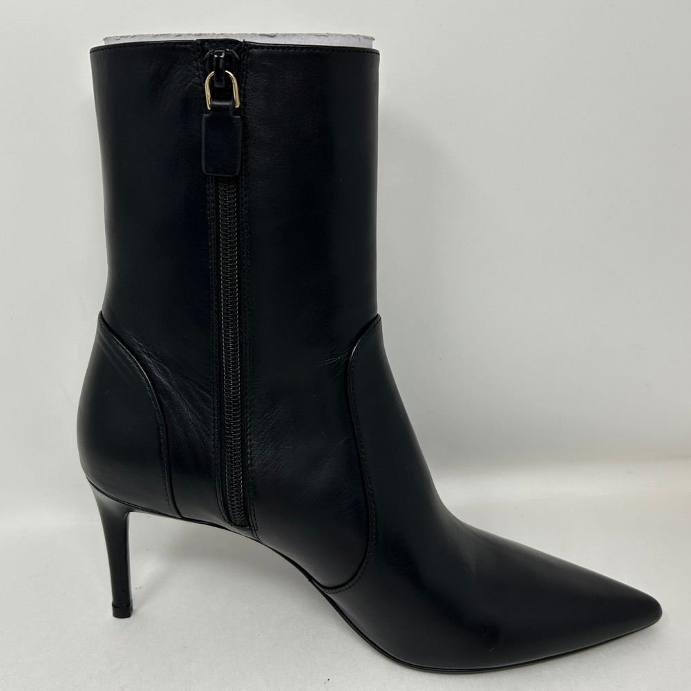 Stuart Weitzman Womens Black Leather Pointed Toe Stiletto Ankle Boots Dress Sz 8 - Picture 3 of 11